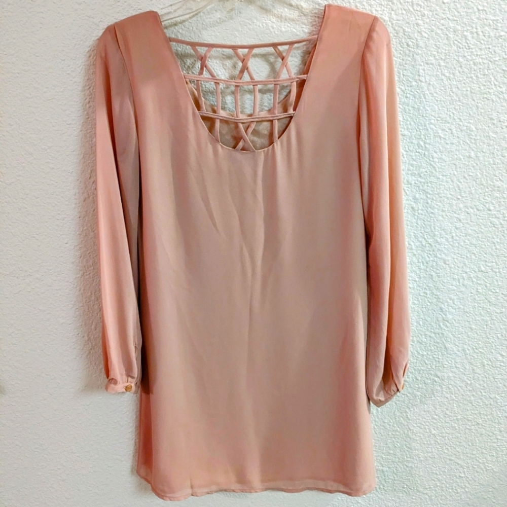 Naked Zebra Blush Pink Sheath Dress Long Sleeves Sz. S